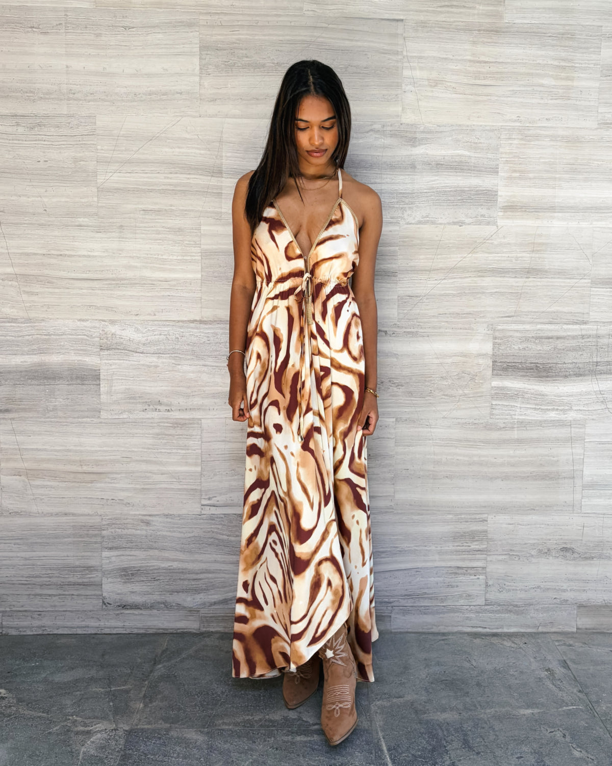 Amaya Leela Dress, satin maxi dress, made in Cape Town